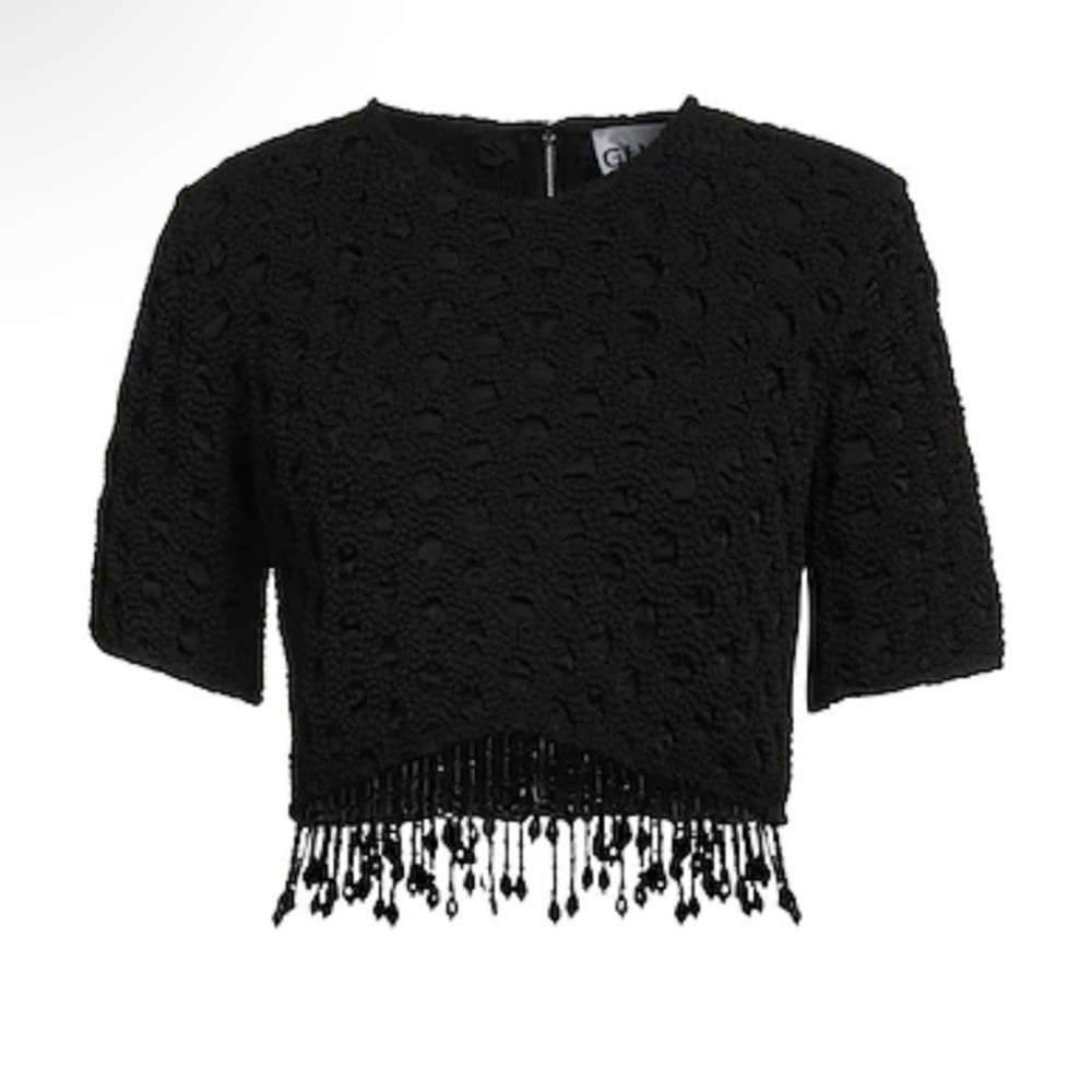 GANNI Black Smocked Top with beads - Picture 2 of 7